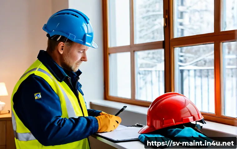 Home 30 설비 유지보수 이직 준비 체크리스트 - Photorealistic Swedish facilities maintenance technician preparing for a career change at a neat hom...
